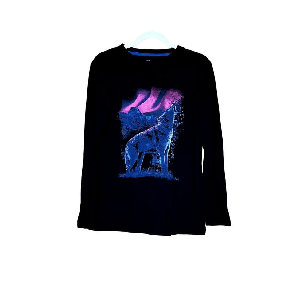 Thereabouts women's XL shirt  black/pink  howling wolf T-shirt long sleeves